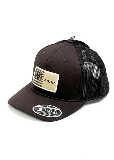 Hat with visor Back Flag Patch in Brown by Ariat