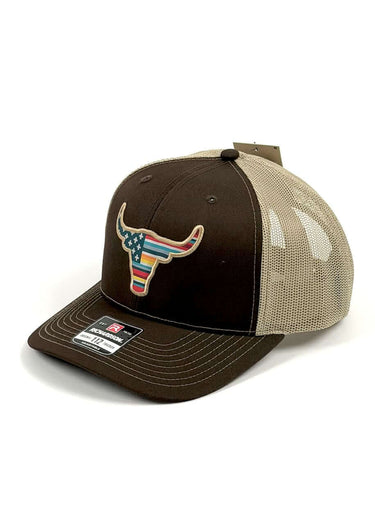 Cap with visor USA Flag Serape Bull Brown by Ariat
