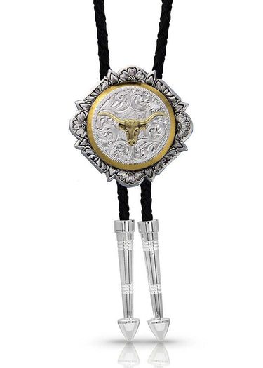 Bolo Tie Silver & Gold Longhorn by Montana Silversmiths