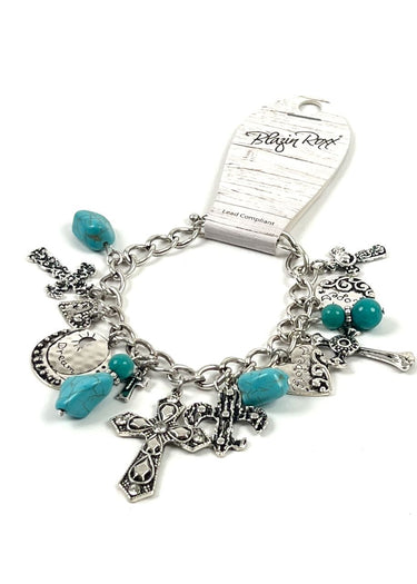Bracciale Cross Turquoise Charm by Blazin Roxx