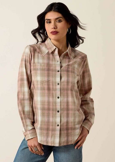 Chemise western Billie Jean en tissu blanc Pepper Coral Plaid par Ariat