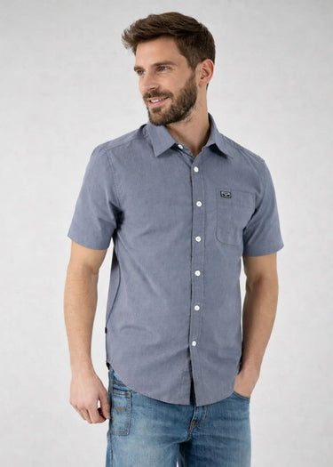 Camisa western de manga corta Linville para hombre en azul marino de Kimes Ranch