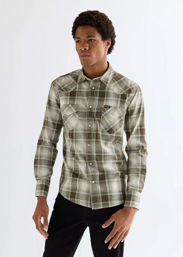 Camisa Wrangler Regular Western Verde Fuego para Hombre