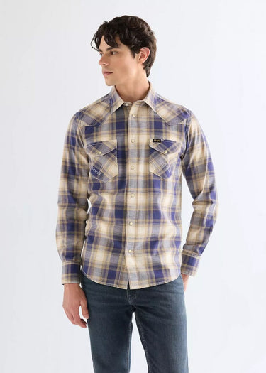 Men's Regular Western Indigo Shirt in Mood Indigo by Wrangler