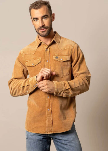Chemise homme en velours Catalina Cord en moutarde par Kimes Ranch