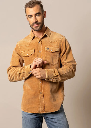 Chemise homme en velours Catalina Cord en moutarde par Kimes Ranch