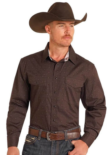 Chemise western Medallion pour homme en Select Dark Brown par Panhandle