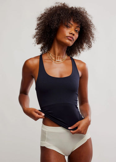 Clean Lines Racerback Tank Top in Black by Free People