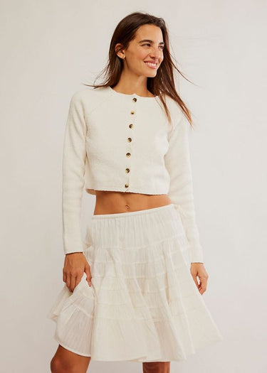 Sydney Shrunken Cardigan in Optic White by Free People