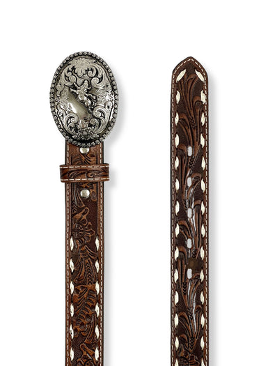 Ceinture enfant Tooled Floral in Buck Lacing Brown by Ariat