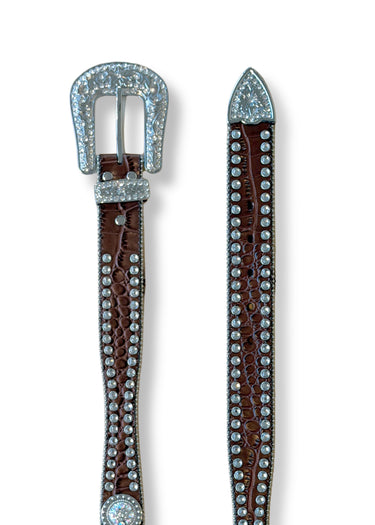 Cinturón western para mujer con estampado de cocodrilo en marrón de Blazin Roxx