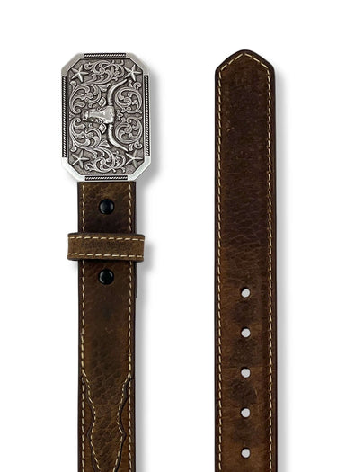 Kinderwesterngürtel mit 3D Longhorn-Schnalle