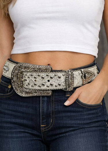 Frauen Silber Westerngürtel mit Strass Conchos von Nocona