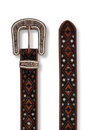 Women's Aztec Concho Brown Western Belt by Angel Ranch