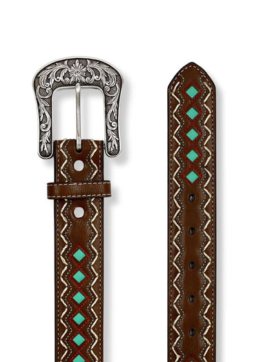 Ceinture western Centre à incrustation de diamants bleus pour femme en marron par Ariat