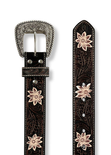 sight belt western women's floral embossed white din Nocona