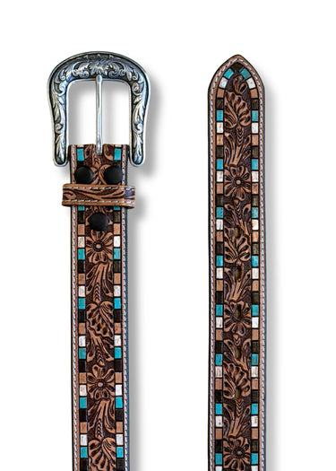 Western Ceinture pour femmes Floral Tooled Brown by Nocona