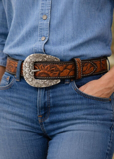 getragene Frauen Westerngürtel Sunflower Cactus von Angel Ranch
