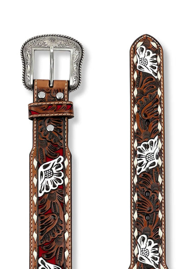 ceinture western pour homme modèle FLORAL rouge de Nocona
