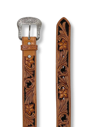 Ceinture Western Tooled Floral pour homme en Tan par Nocona