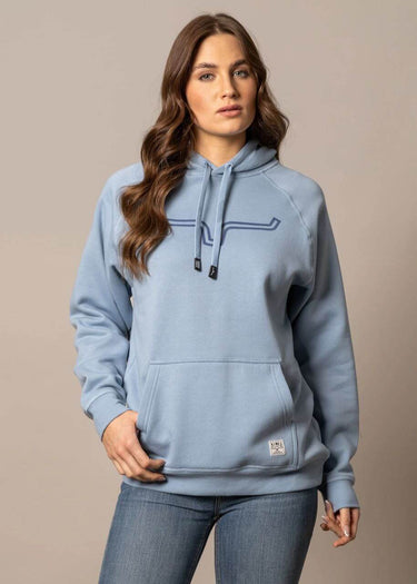 Women's Outlier Hoodie in carbon blue by Kimes Ranch