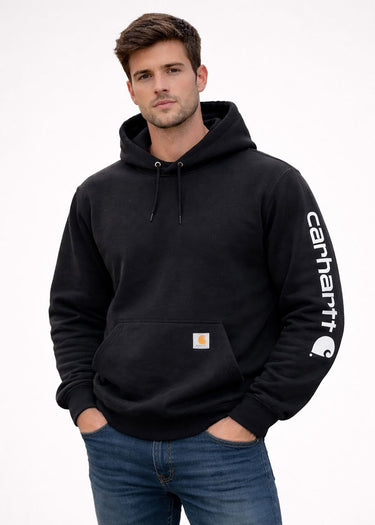Sweat à capuche avec logo sur la manche en noir par Carhartt