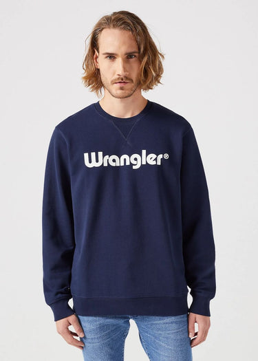 Sweat-shirt homme Logo Crew en marine par Wrangler