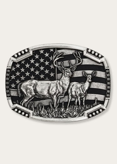 Fibbia Western Matched Pair Deer Buckle by Montana Silversmith