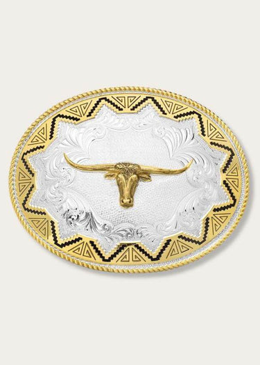 Cowboy Buckle Southwest Sun with Longhorn by Montana Silversmith