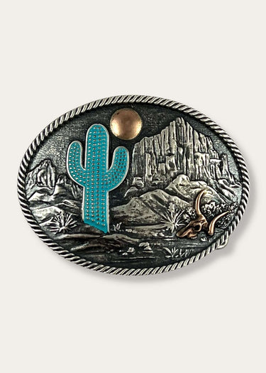 Desert Moon Cactus model western belt buckle by Montana Silvesmith