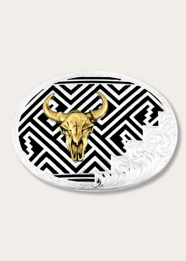 Buckle Desert Twilight Southwestern Whit Buffalo Skull by Montana Silversmith