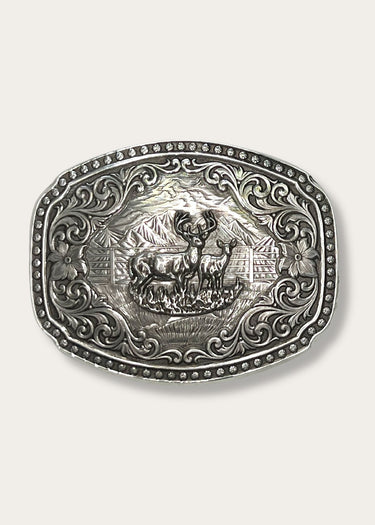 Fibbia Nature's Valor with Buck and Doe di Montana Silversmith