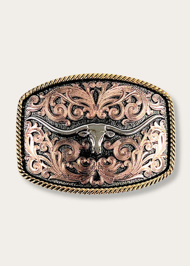 Tri-Color-Texas Longhorn Attitude buckle by Montana Silversmith