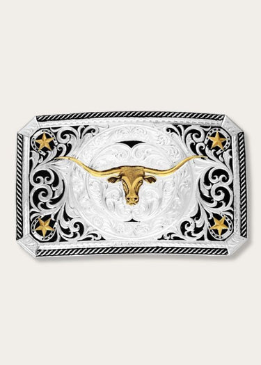 Western Longhorn Cattle Drive buckle by Montana Silversmith