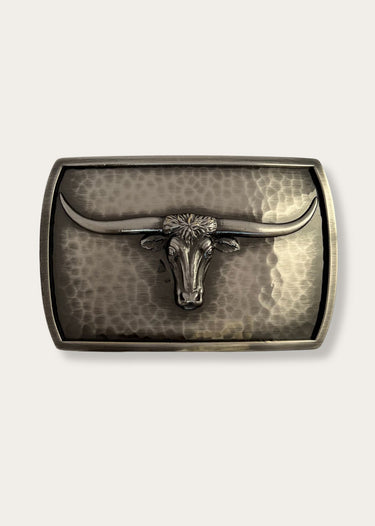 western river rock cascade longhorn buckle by Montanasilversmith