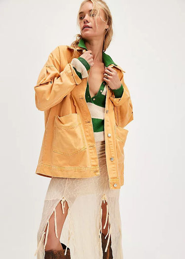 Veste en jean teintée Avery en orange par Free People