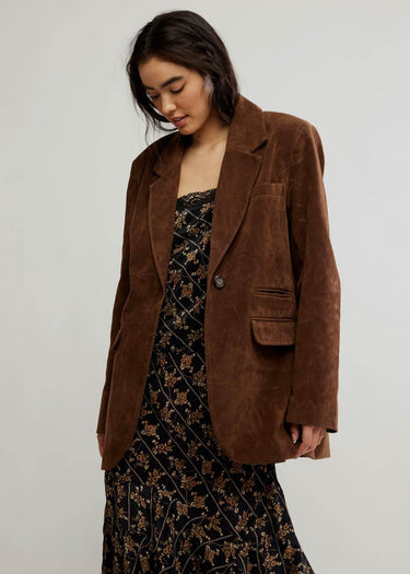 Blazer végétalien Paper Cut en Brown Bear par Free People