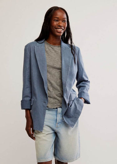 Giacca Prep School Blazer in Vintage Indigo di Free People