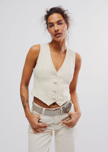 Women's Tate Denim Ecru Vest by Free People