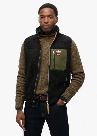 Men's Fleece Vest Black Vintage Retro by Superdry