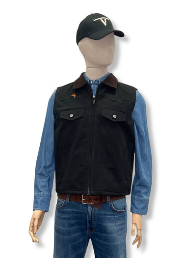 Gilet Cody pour homme en noir Wyoming Traders