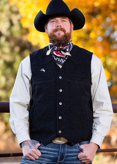 Chaleco de lana Wyoming para hombre en negro de Wyoming Traders