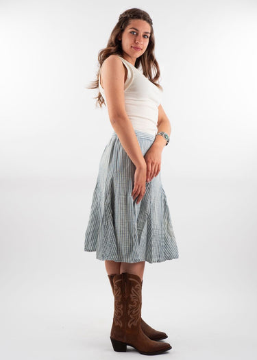 Candace Midi Blue Combo Skirt by Free People