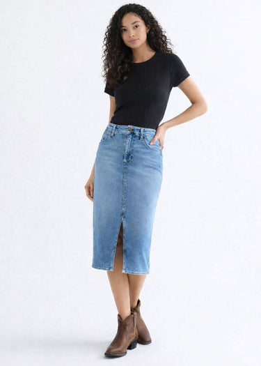 Slim Pencil Skirt in Hazy Horizon by Wrangler