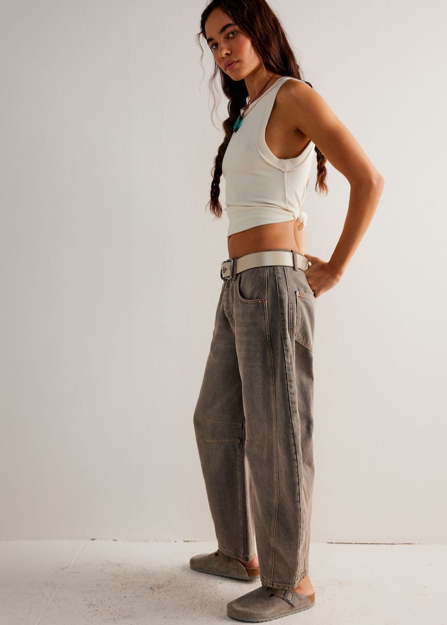lato jeans donna good luck mid rise color grey di free people