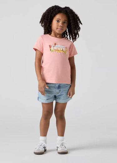Jean court Mini Mom pour fille porté en Desert Sky par Levi's