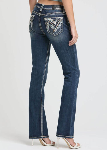 Jeans Donna Bootcut Chevron Embroidery by Grace in LA