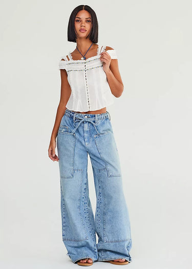 Jean Drizzle à jambe large Crvy Outlaw de Free People