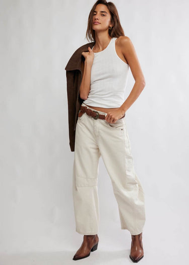 Jeans Good Luck Mid Rise Barrel in Milk