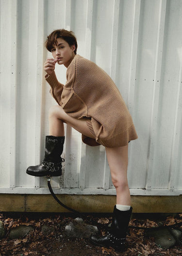 women's camel-colored V-Neck Sweater from Free People